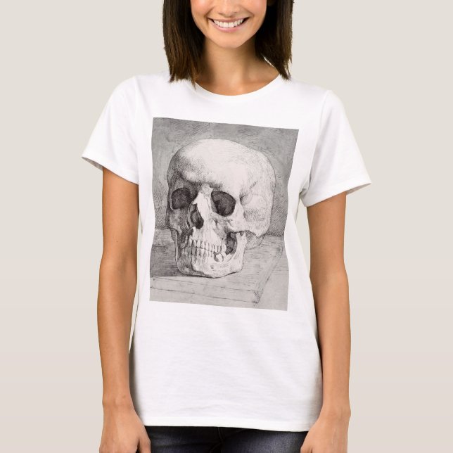 Graphic Skull Art: Minimalist & Bold Ink Design T Shirt (Framsida)