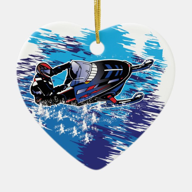 Graphic Snowmobiler Julgransprydnad Keramik (Framsidan)