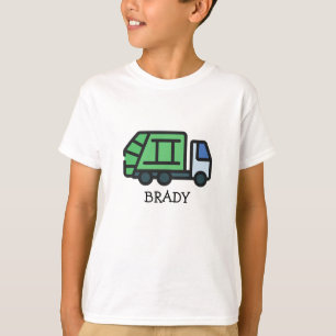 Graphic Sopor/Återvinna Lastbil med Kids Namn T Shirt