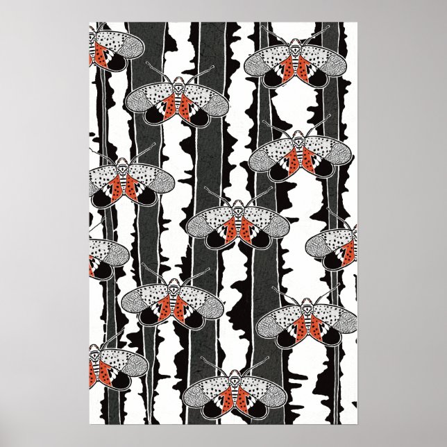 Graphic Spotted Lanternfly Hand Drawn Art Poster (Framsidan)