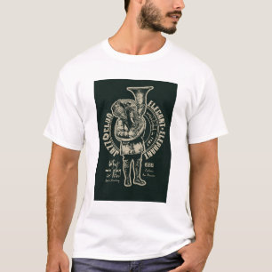 Graphic Tee i vit Vintage Elephant Tuba Player