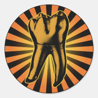 Graphic Tooth Emblem Runt Klistermärke