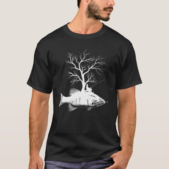 Graphic Tree Fishing Rod  Fish Smallmouth Bass 1 T Shirt (Framsida)