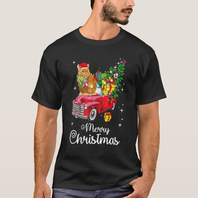 Graphic Truck Santa Hamster Xmas Tree Pajama  Chri T Shirt (Framsida)