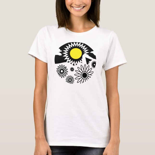Graphic Våg Flowers Sol T Shirt (Framsida)