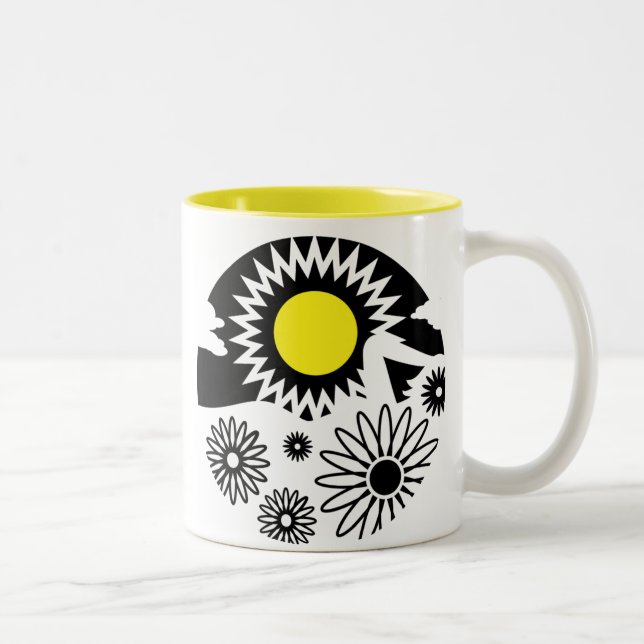 Graphic Våg Flowers Sol Två-Tonad Mugg (Höger)