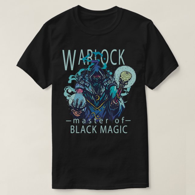 Graphic Warlock Sorcerer Black Magic Spellcaster T Shirt (Design framsida)