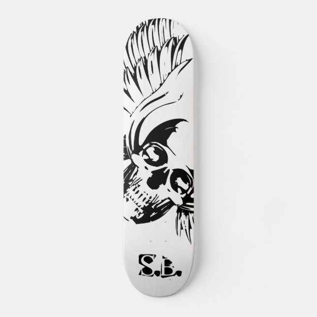 Graphic Winged Döskalle skateboard. Mini Skateboard Bräda 18,5 Cm (Framsida)