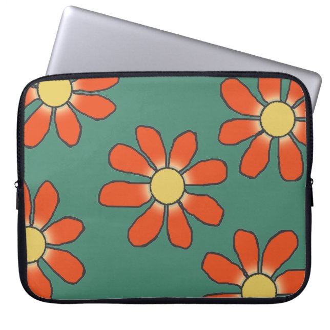 Graphical Red Gula blommor på Färg Laptop Sleeve (Framsidan)