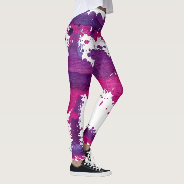 Graphics Lila Rosa Artistic Paint Stänk Leggings (Höger)