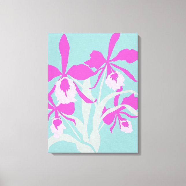 Graphics modern lila aqua orchid print canvastryck (Framsida)