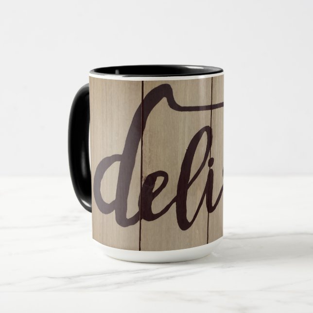 Graphics Ord Art DELISH Rustic Brown Mugg (Framsida vänster)