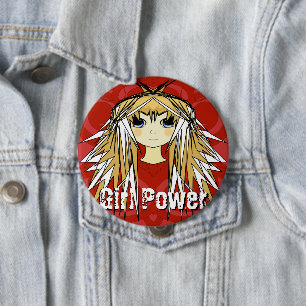 Graphie Power Ultra Cute Blonde Anime Red Power Knapp
