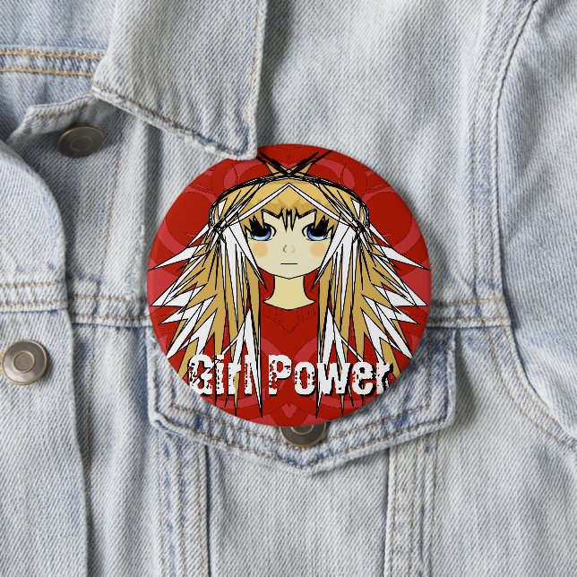 Graphie Power Ultra Cute Blonde Anime Red Power Knapp (In Situ)