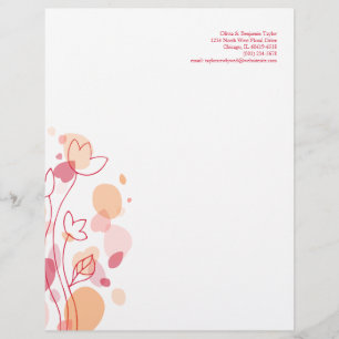 Graphik, moderna blomblad, rödbläckfisk brevhuvud