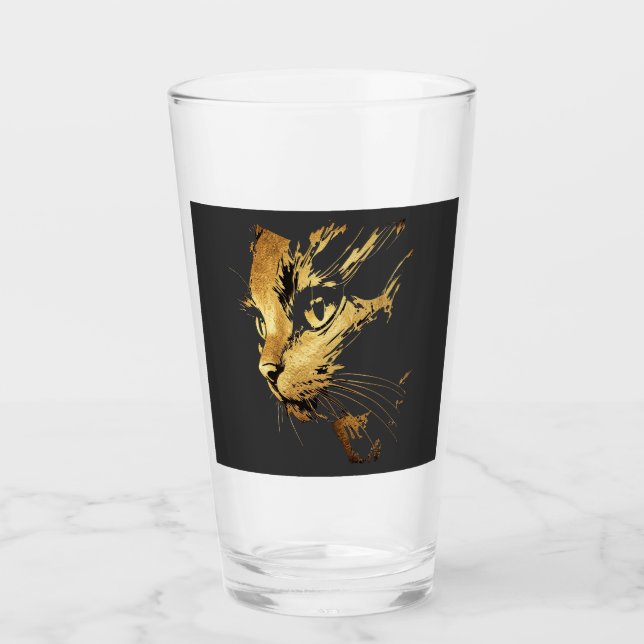 Graphique Élégant Chat Noir et Or Texturé Glaskopp (Framsida)