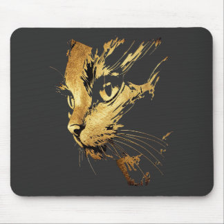 Graphique Élégant Chat Noir et Or Texturé Musmatta