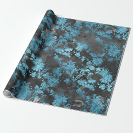 Graphite Grått Blue Black Blommigt Grungy Shabby Presentpapper