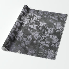 Graphite Grått Cement Black Blommigt Grungy Shabby Presentpapper