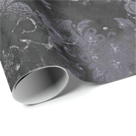 Graphite Grått Cement Black Blommigt Grungy Shabby Presentpapper