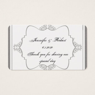 Graphite Grått Filigree Posh Wedding Favor Märkre Visitkort