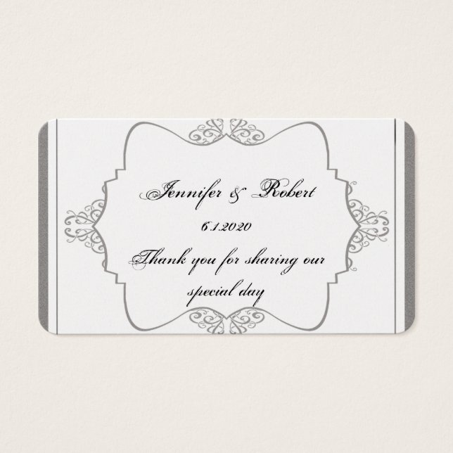 Graphite Grått Filigree Posh Wedding Favor Märkre Visitkort (Framsidan)