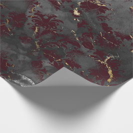 Graphite Grått Marble Blommigt Grungy Shabby Burgu Presentpapper