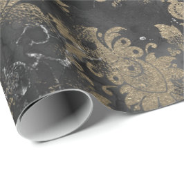 Graphite Grått Sepia Black Blommigt Grungy Cottage Presentpapper