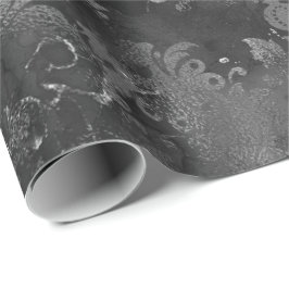 Graphite Grått Silver Black Blommigt Grungy Monoch Presentpapper