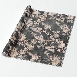 Graphite Grått Smala Blommigt Grungy Shabby chic Presentpapper