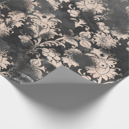 Graphite Grått Smala Blommigt Grungy Shabby chic Presentpapper