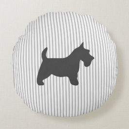 Graphite Terrier på Grått Rand Rund Kudde