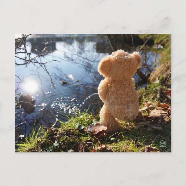 Grappige beer die ondeugend plast. vykort (Framsida)