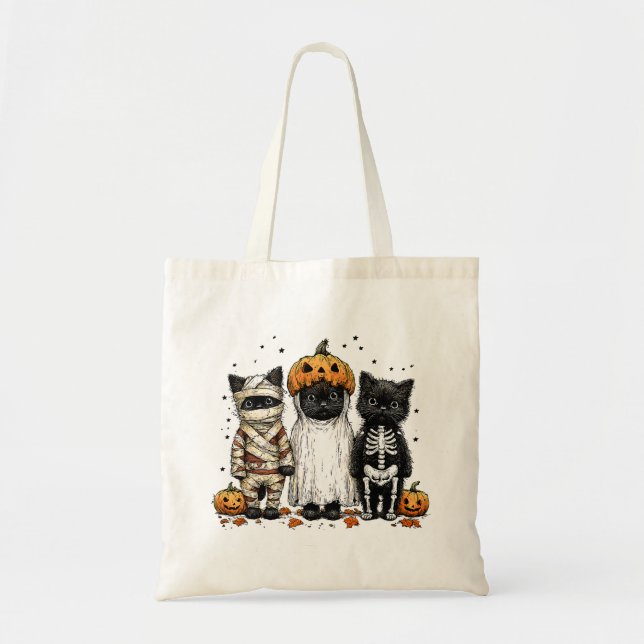 Grappige drie Halloween katten Tygkasse (Framsidan)