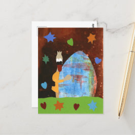 Grappige eend met design ei wens je vrolijk Pasen Vykort