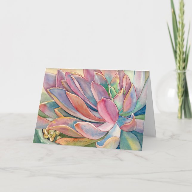 Graptoveria vattenfärg av Debra Lee Baldwin Kort (Framsida)