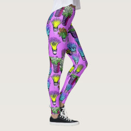 Gräs av lila växter leggings