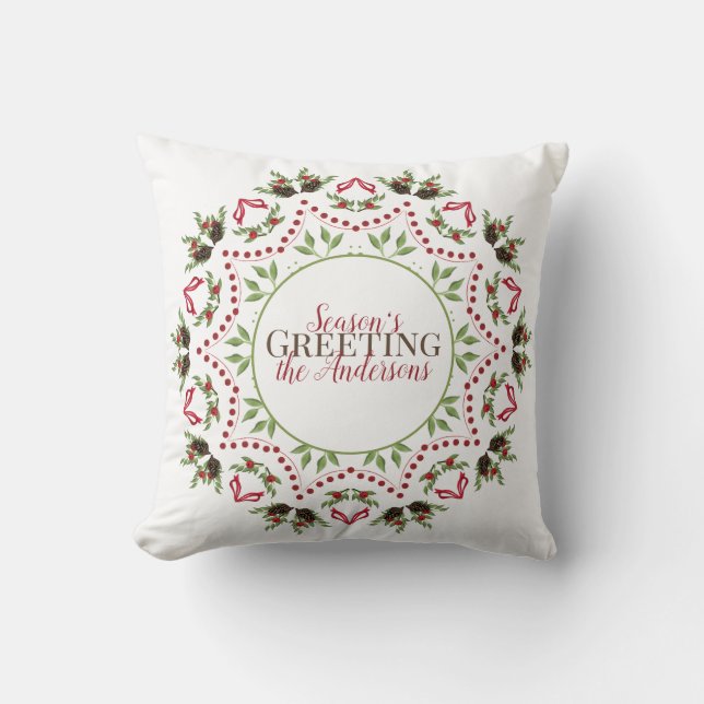 Gräs, bär och bär Mandala helgdag dekorativ kudde (Framsida)