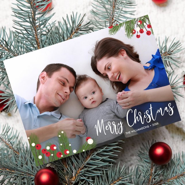 Gräs Berry Botanical God jul Helgdag Photo Julkort (Skapare uppladdad)