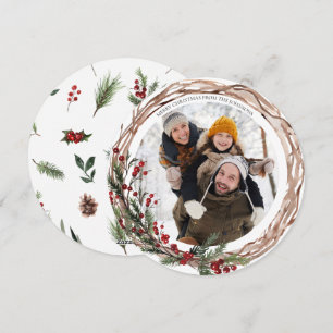 Gräs Berry Natural Botanicals Round Photo Helgdag  Julkort