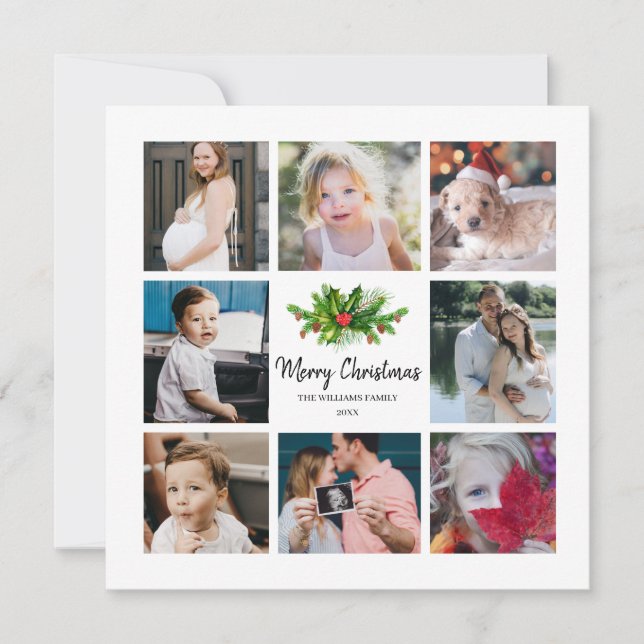 Gräs & Berry Year in Review 8 Photo Helgdag Card Inbjudningar (Framsida)