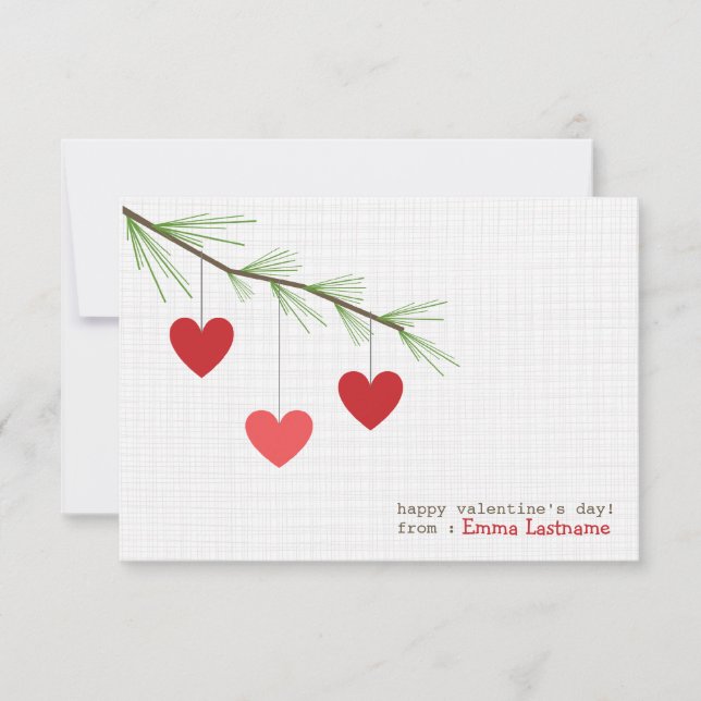 Gräs Bough & Red Hearts Valentine Day Card Inbjudningar (Framsida)