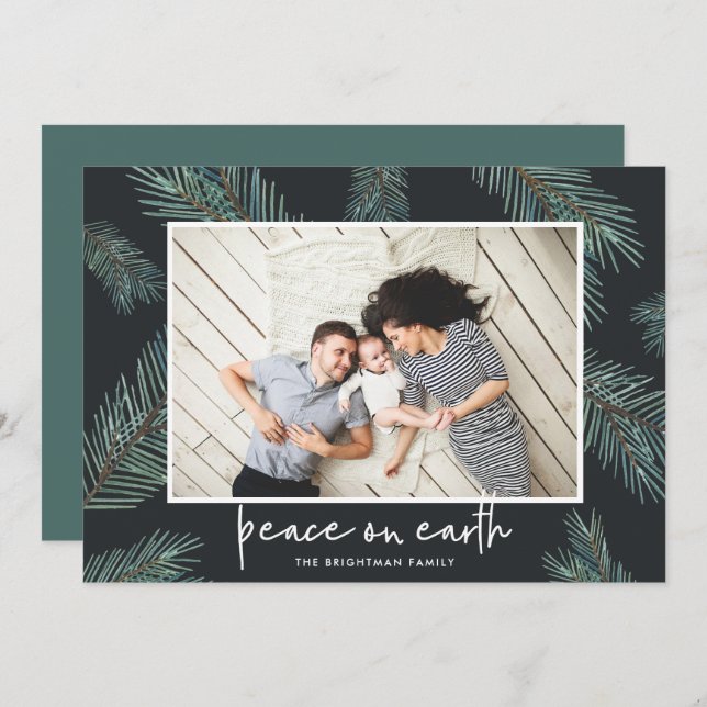 Gräs Boughs | Fred på jorden - foto Julkort (Fram/baksida)