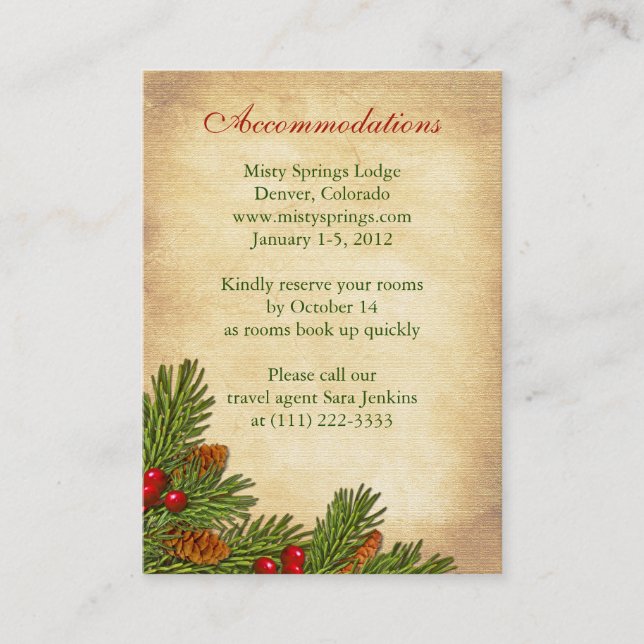 Gräs Boughs Helgdag Winter Wedding Infoga kort (Framsida)