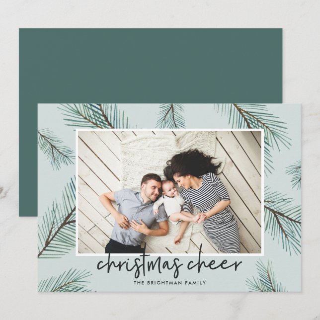 Gräs Boughs | Julturen Photo Julkort (Fram/baksida)