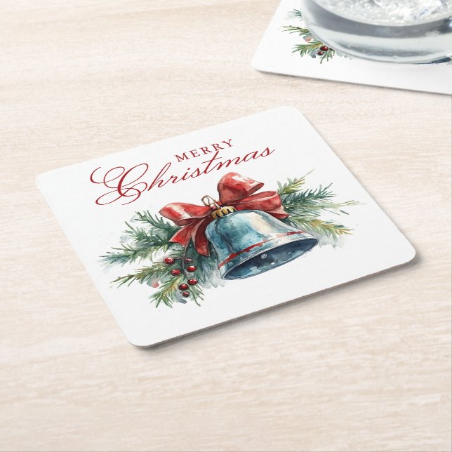 Gräs brunches och jul Bell God jul Underlägg Papper Kvadrat (Vinklad)