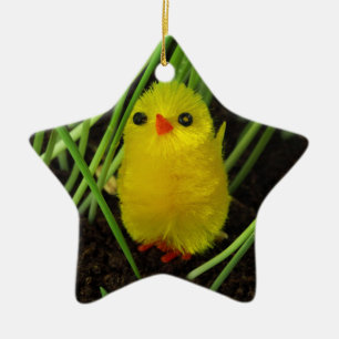 gräs chick julgransprydnad keramik