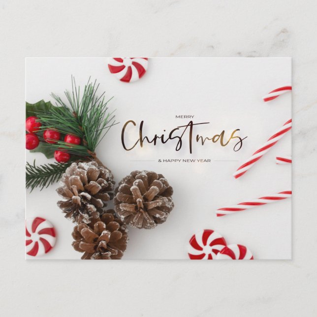 Gräs Cone & Candy cane Hälsning Helg Vykort (Framsida)