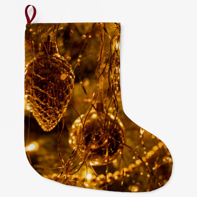 Gräs Cone Guld Stor Julstrumpa (Framsidan)