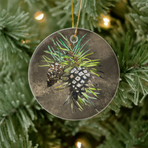 gräs cone julgransprydnad keramik